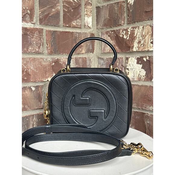 Gucci Blondie NM Top Handle Shoulder Bag Diagonal Quilted Leather 90004 - Picture 1 of 9
